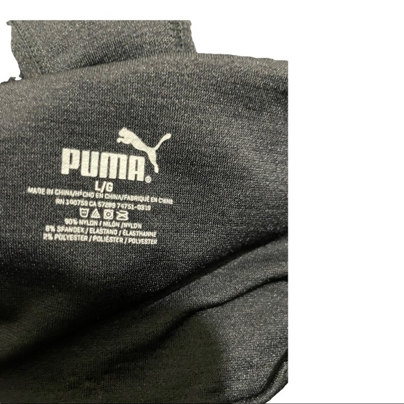 Puma cropped tie knot front black puma silver logo top. Size Large. - Picture 9 of 9